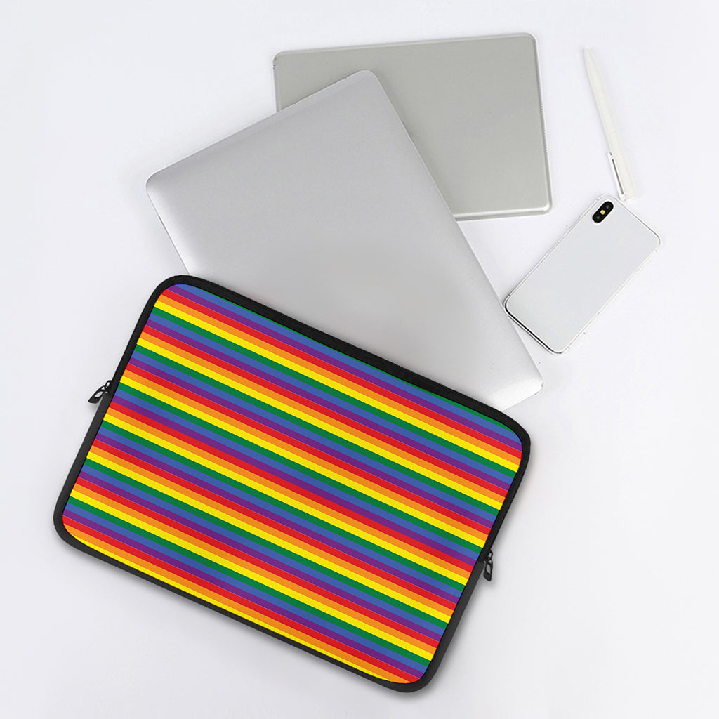 Rainbow Stripe Print Laptop Sleeve