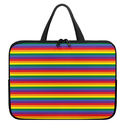Rainbow Stripe Print Laptop Sleeve With Handle