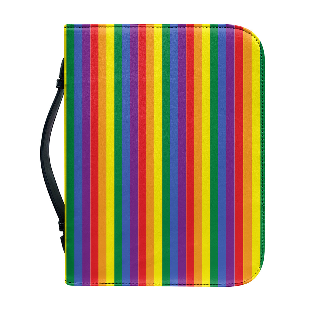 Rainbow Stripe Print Leather Bible Cover