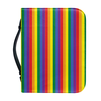 Rainbow Stripe Print Leather Bible Cover