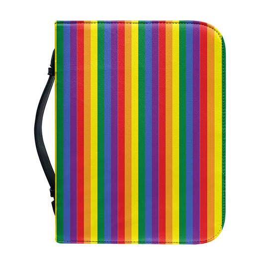 Rainbow Stripe Print Leather Bible Cover