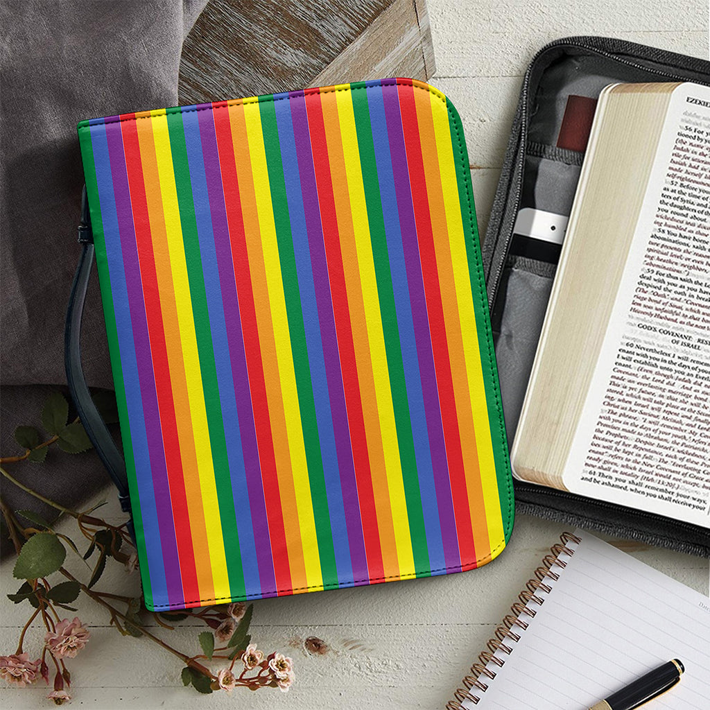 Rainbow Stripe Print Leather Bible Cover