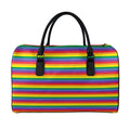 Rainbow Stripe Print Leather Duffel Bag
