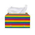 Rainbow Stripe Print Leather Tissue Box Cover