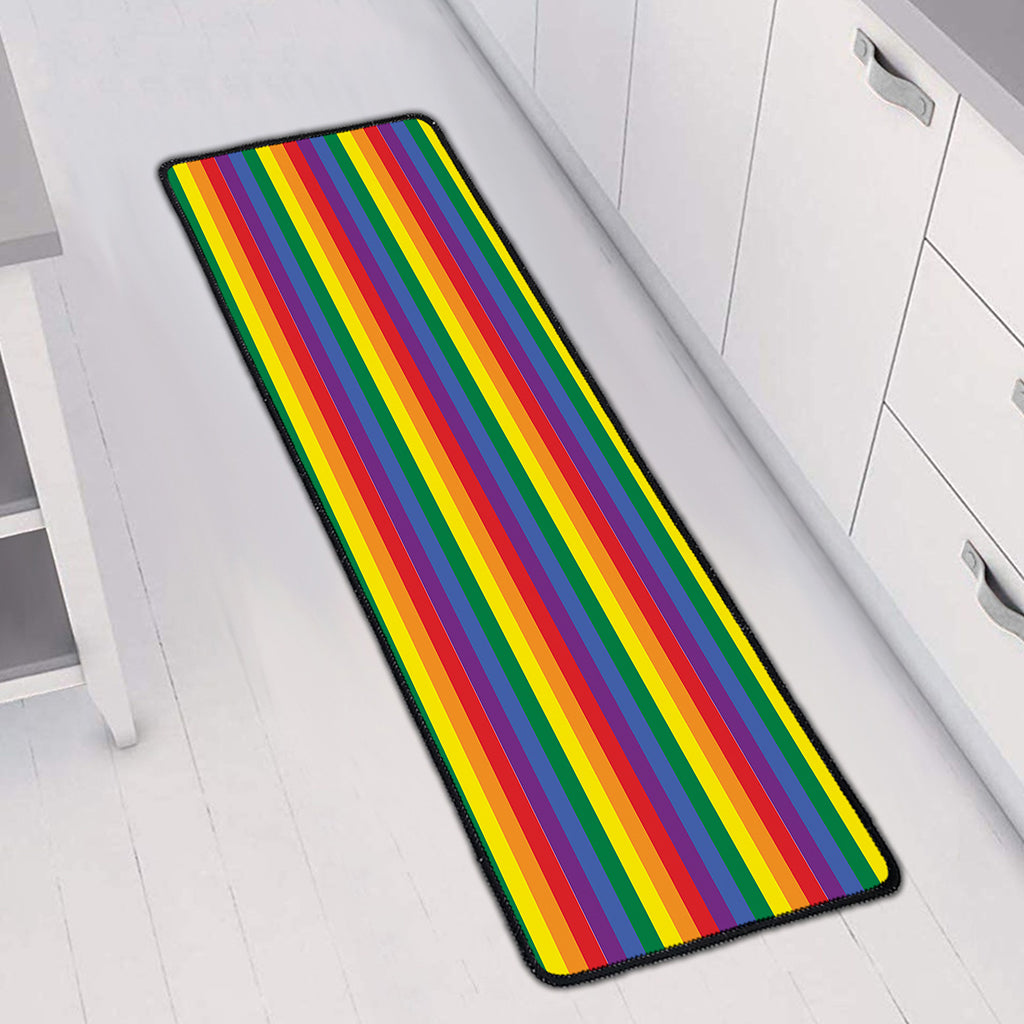 Rainbow Stripe Print Long Kitchen Mat