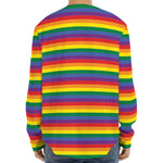 Rainbow Stripe Print Long Sleeve Baseball Jersey