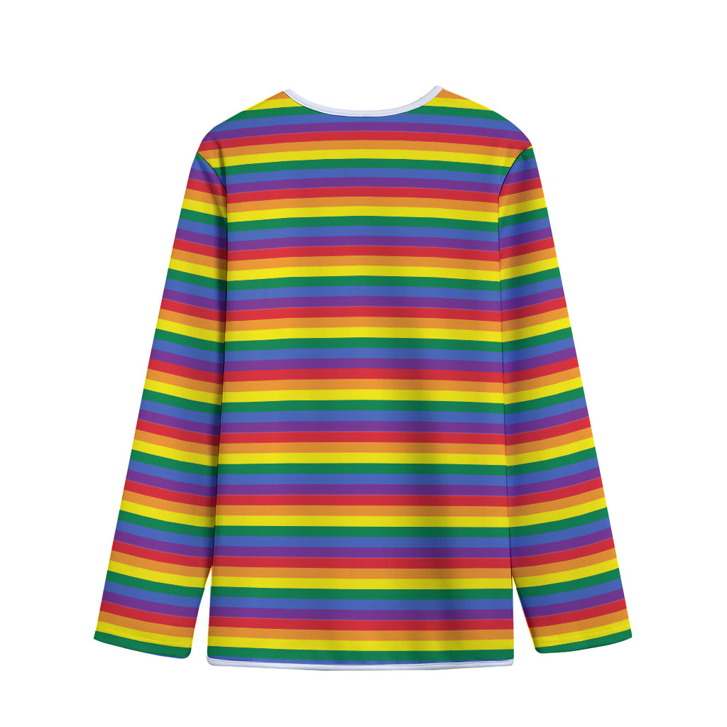 Rainbow Stripe Print Long Sleeve Short Coat