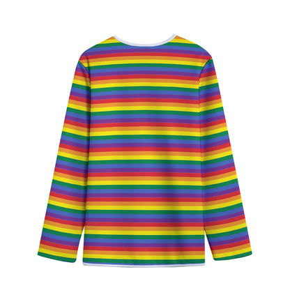 Rainbow Stripe Print Long Sleeve Short Coat