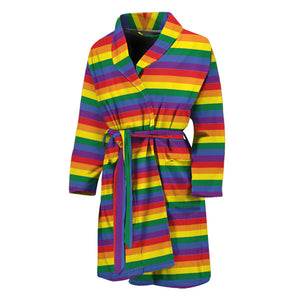 Rainbow Stripe Print Men's Bathrobe