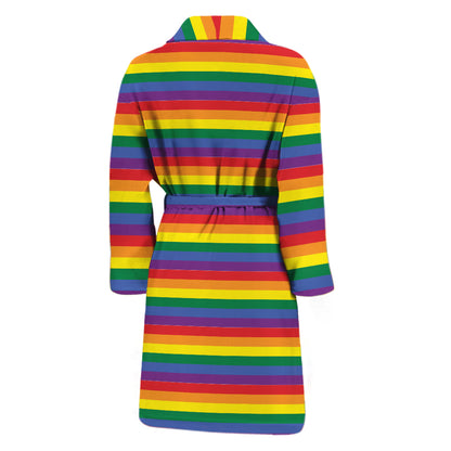 Rainbow Stripe Print Men's Bathrobe