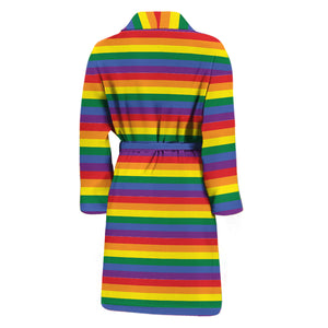 Rainbow Stripe Print Men's Bathrobe