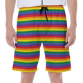 Rainbow Stripe Print Men's Beach Shorts
