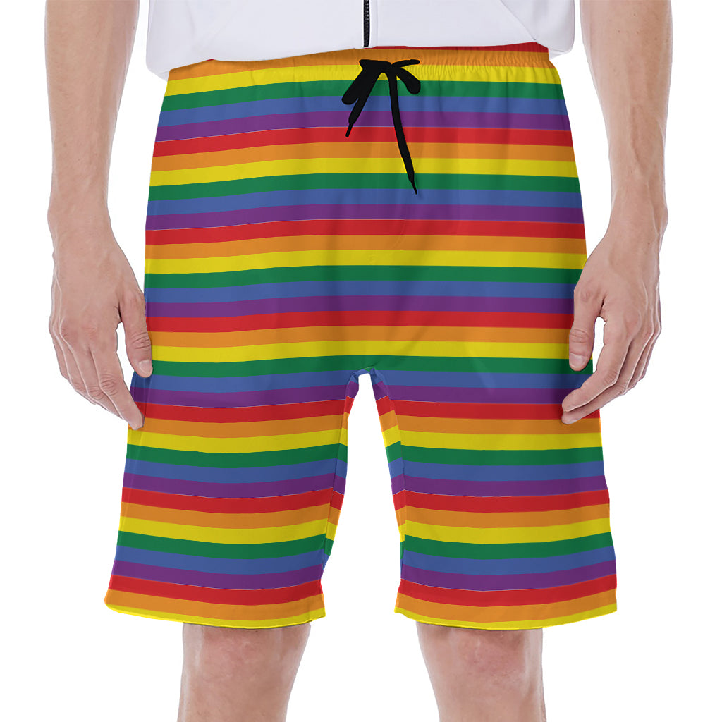 Rainbow Stripe Print Men's Beach Shorts