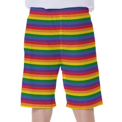 Rainbow Stripe Print Men's Beach Shorts