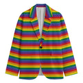 Rainbow Stripe Print Men's Blazer