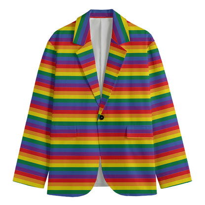 Rainbow Stripe Print Men's Blazer