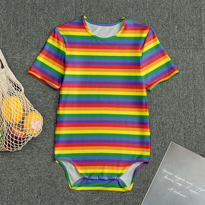 Rainbow Stripe Print Men's Bodysuit