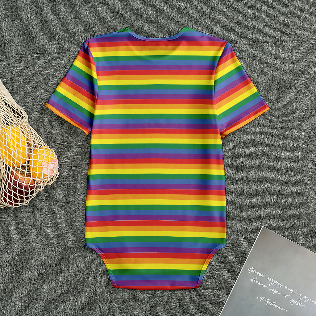 Rainbow Stripe Print Men's Bodysuit