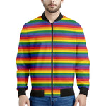 Rainbow Stripe Print Men's Bomber Jacket