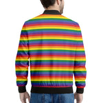 Rainbow Stripe Print Men's Bomber Jacket