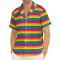 Rainbow Stripe Print Men's Deep V-Neck Shirt
