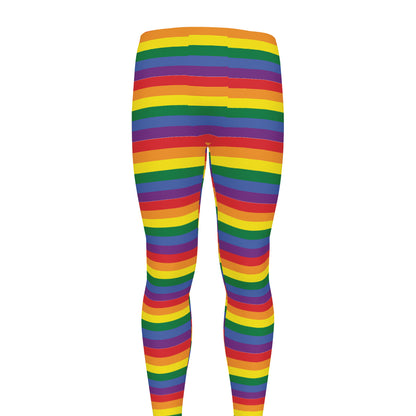 Rainbow Stripe Print Men's leggings