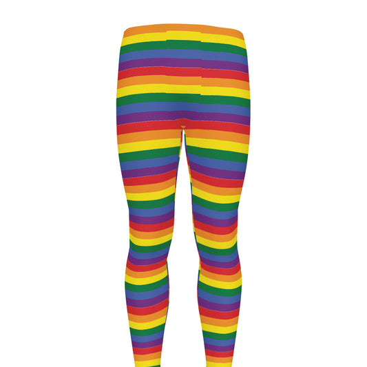 Rainbow Stripe Print Men's leggings