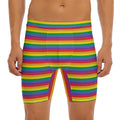 Rainbow Stripe Print Men's Long Boxer Briefs