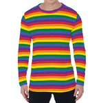 Rainbow Stripe Print Men's Long Sleeve T-Shirt