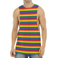 Rainbow Stripe Print Men's Muscle Tank Top
