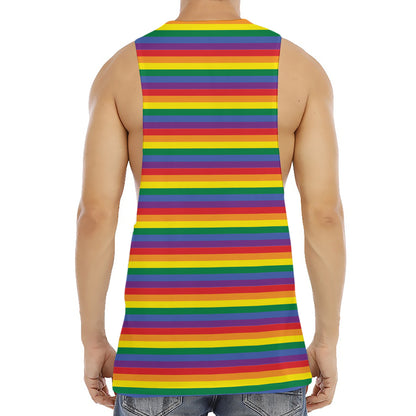 Rainbow Stripe Print Men's Muscle Tank Top