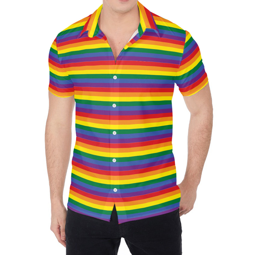 Rainbow Stripe Print Men's Shirt