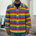 Rainbow Stripe Print Men's Shirt Jacket