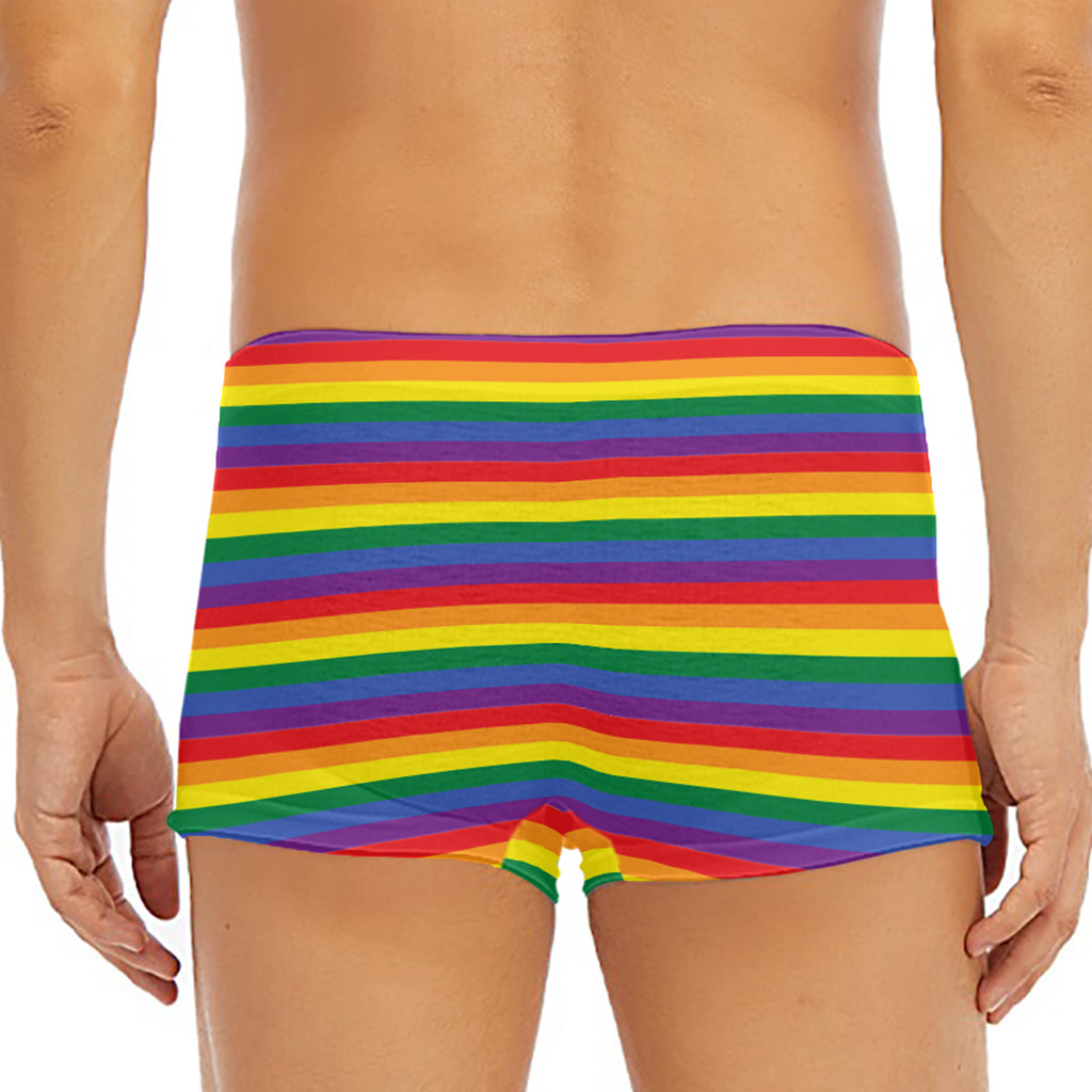 Rainbow Stripe Print Men's Short Boxer Briefs