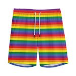 Rainbow Stripe Print Men's Sports Shorts