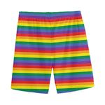Rainbow Stripe Print Men's Sports Shorts