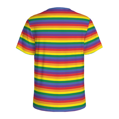 Rainbow Stripe Print Men's Sports T-Shirt