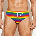 Rainbow Stripe Print Men's Swim Briefs