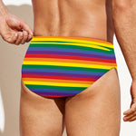Rainbow Stripe Print Men's Swim Briefs