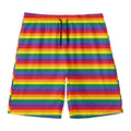 Rainbow Stripe Print Men's Swim Trunks