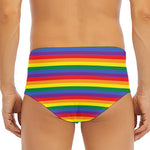 Rainbow Stripe Print Men's Triangle Swim Briefs