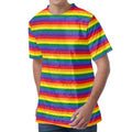 Rainbow Stripe Print Men's Velvet T-Shirt