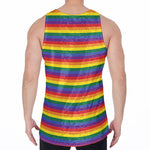 Rainbow Stripe Print Men's Velvet Tank Top