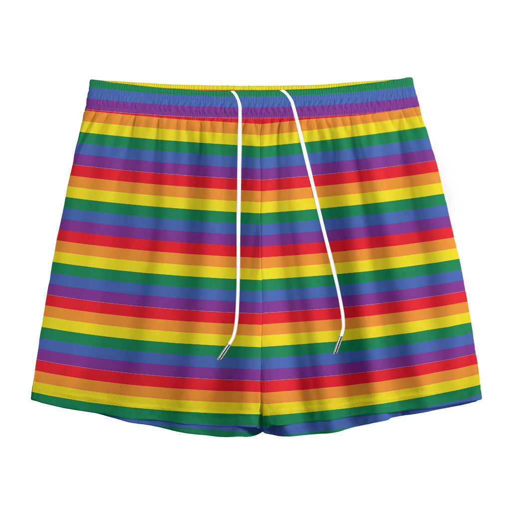 Rainbow Stripe Print Mesh Shorts