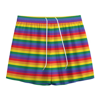 Rainbow Stripe Print Mesh Shorts