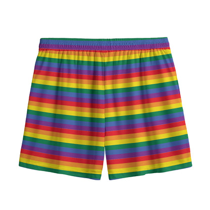 Rainbow Stripe Print Mesh Shorts
