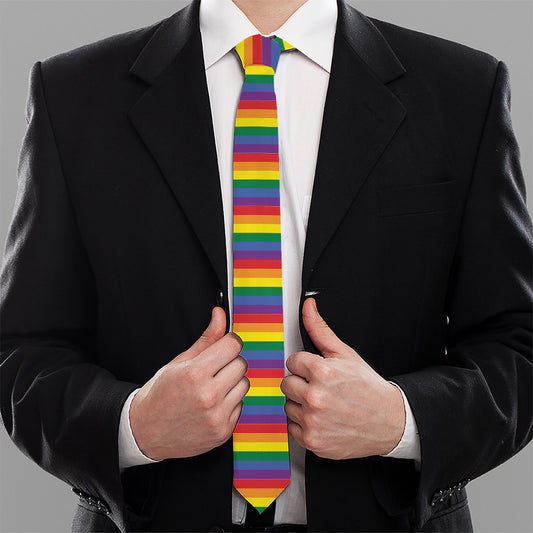 Rainbow Stripe Print Necktie