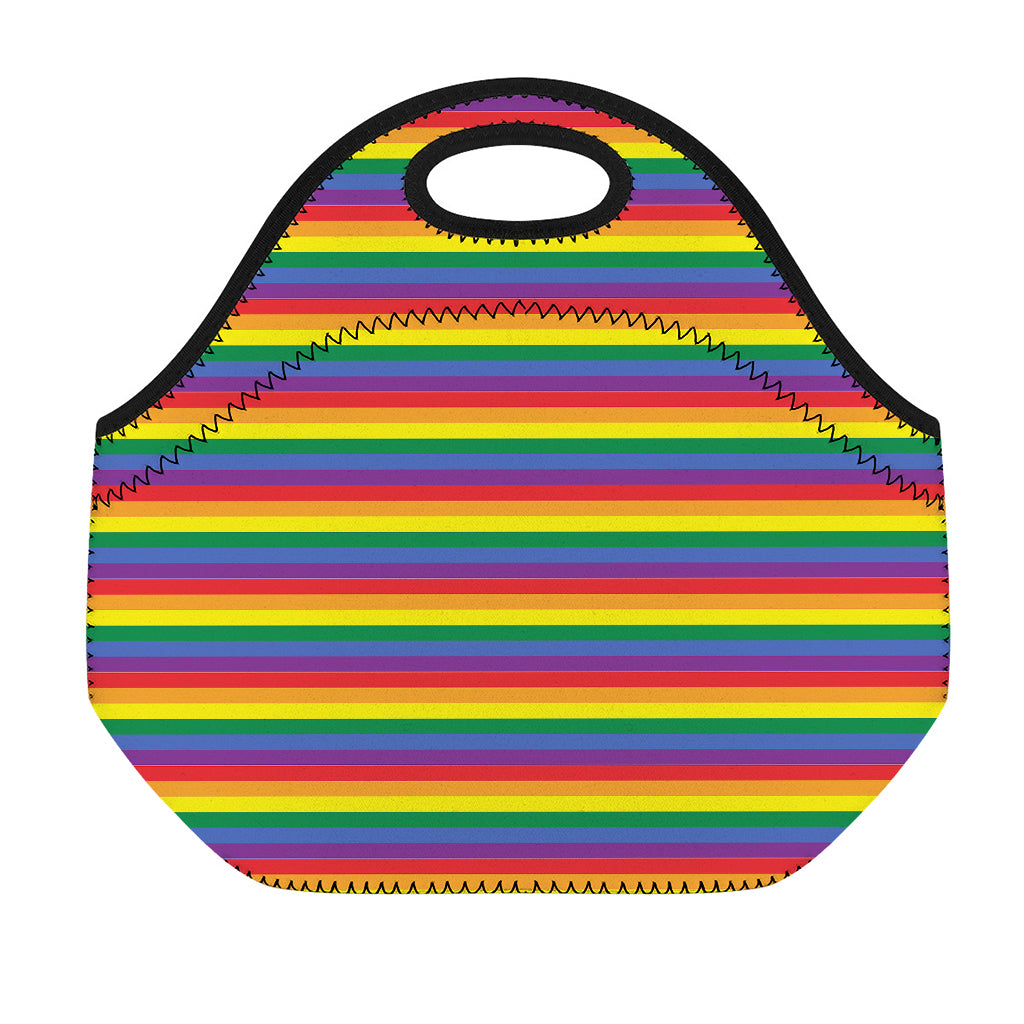 Rainbow Stripe Print Neoprene Lunch Bag