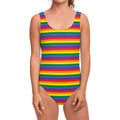 Rainbow Stripe Print One Piece Swimsuit