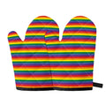 Rainbow Stripe Print Oven Mitts